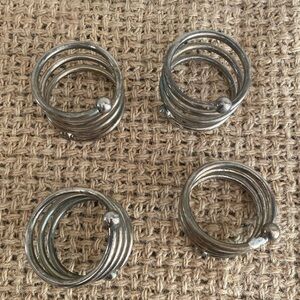 (4) SET VINTAGE SILVER SPIRAL NAPKIN RINGS